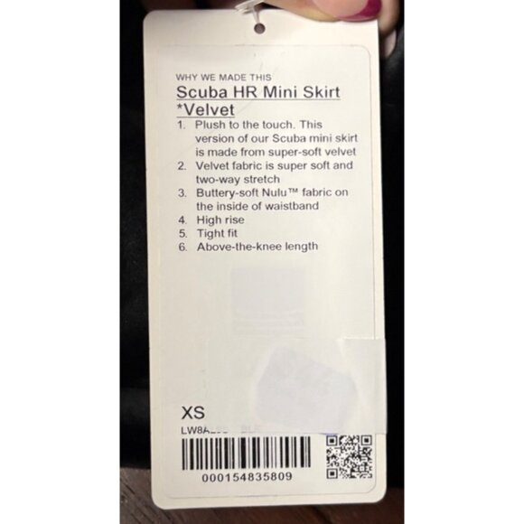Lululemon Scuba High-Rise Mini Skirt Velvet Size XS Black W8AL9S NWT - Picture 12 of 13